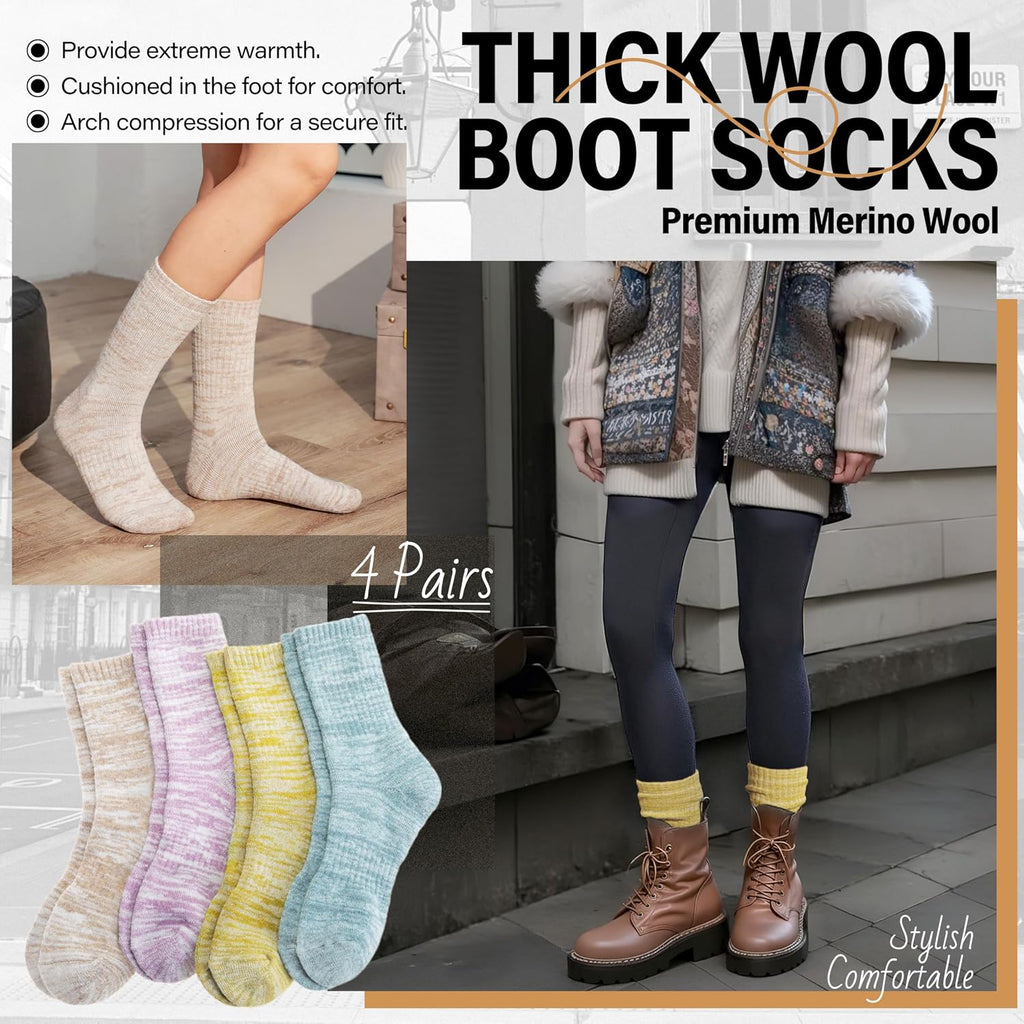 Anlisim Merino Wool Hiking Socks, Boot Crew Work Socks for Women Men