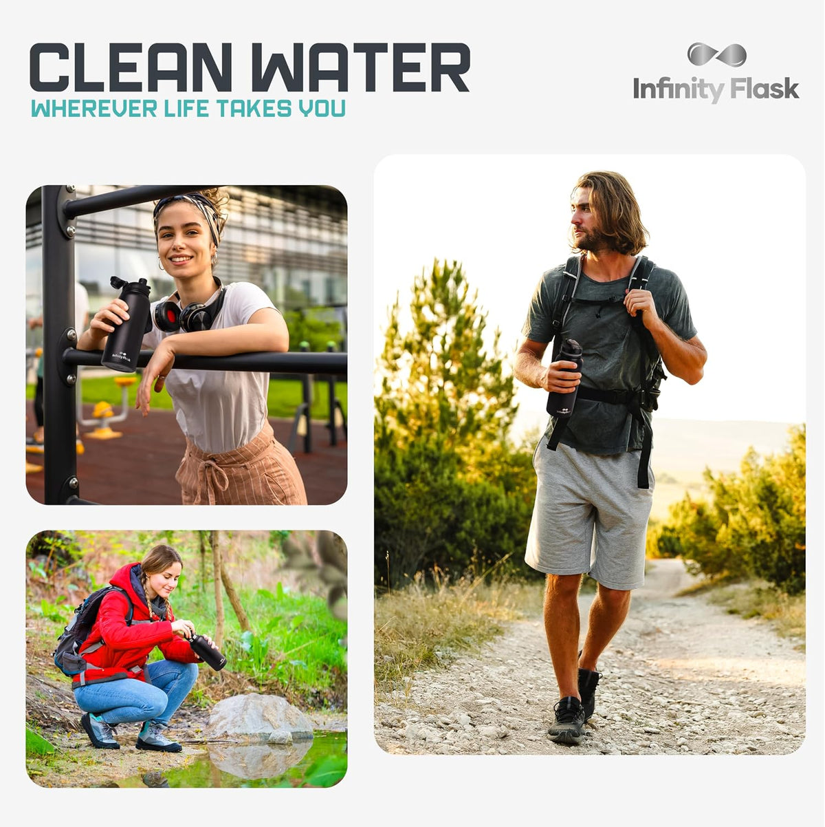 Filtered Water Bottle 32 oz Stainless Steel | Infinity Flask