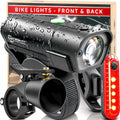 BX-500 Powerful USB-C Bike Lights Front & Back – New 500 Lumens LED - Bicycle Headlight & Taillight Set – USBC Rechargeable – Waterproof - Safety for Night Riding - (Optional - Premium Bike Bell)