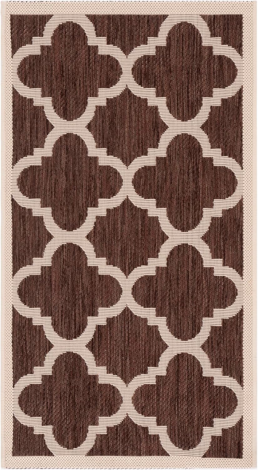 SAFAVIEH Washable Rug Outdoor Courtyard Collection - 2' x 3'7", Dark Brown, Non-Shedding & Easy Cleaning, Ideal for Patio, Front Door, Entryway, Doormat (CY6243-204)