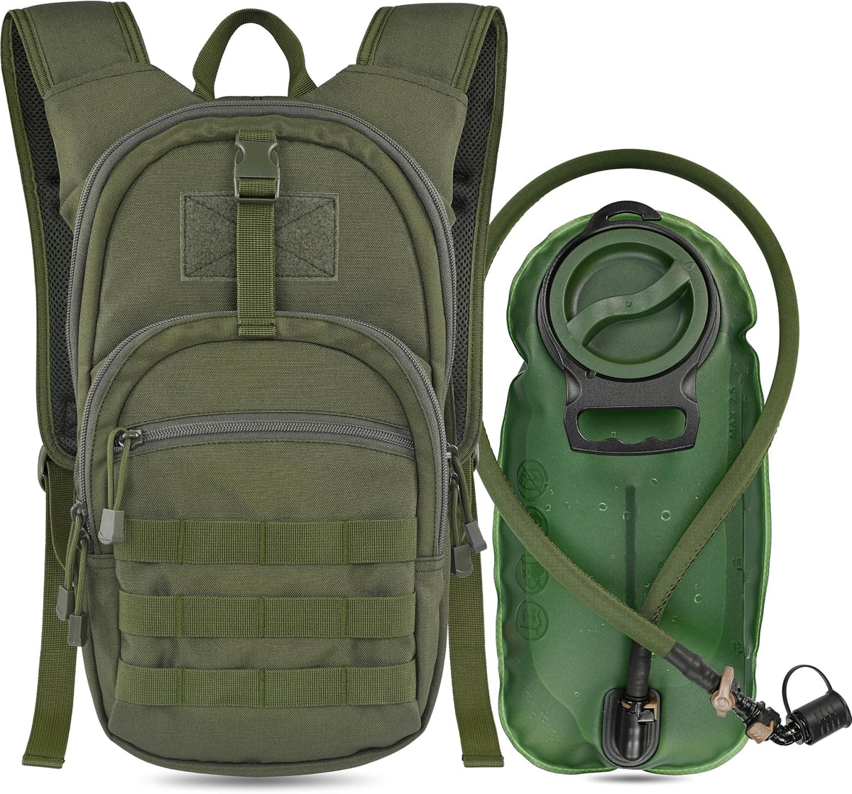 MARCHWAY Tactical Molle Hydration Pack with 2.5L TPU Water Bladder, Low-Profile Organized Military Backpack for Hiking, Cycling, Backpacking, Hunting, Running