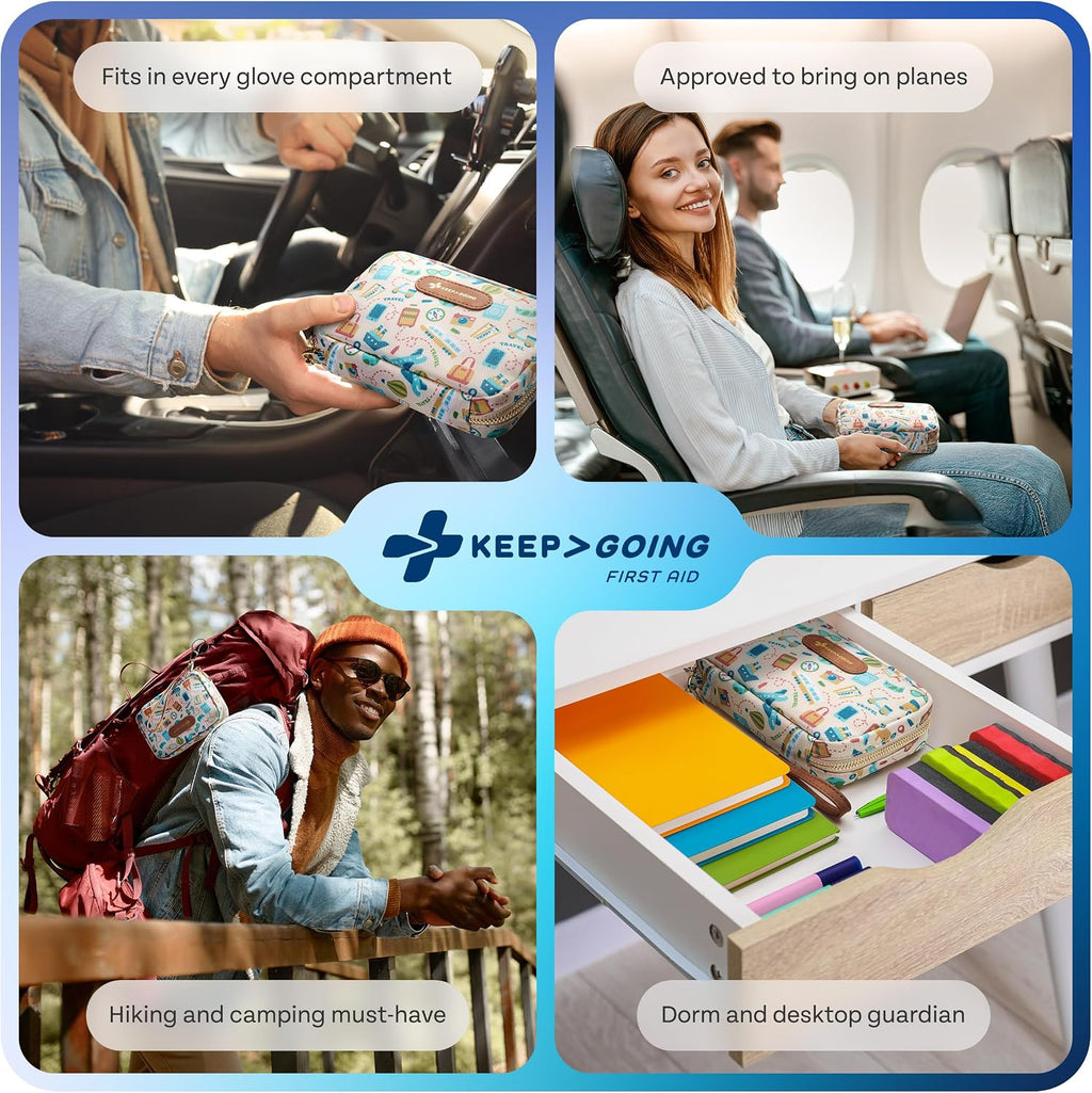 KeepGoing Travel First Aid Kit - TSA-Approved Travel Size