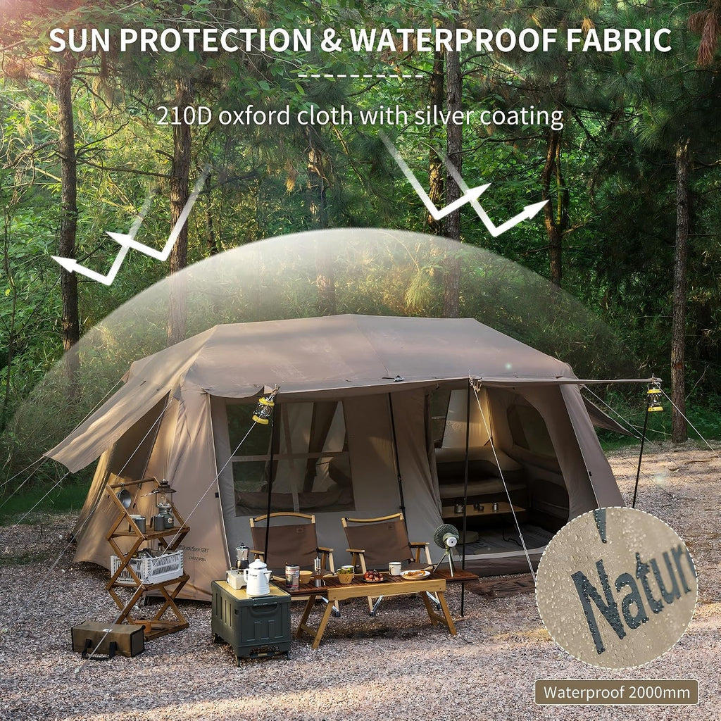 Naturehike Village Instant Tent, 4 Person 8 Person Camping Tent with Full Rainfly, Waterproof Large Cabin Tents for Car Camping