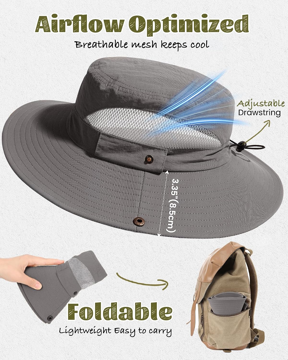 Camptrace Wide Brim Sun Hats for Men Hiking Fishing Outdoor Bucket Hat