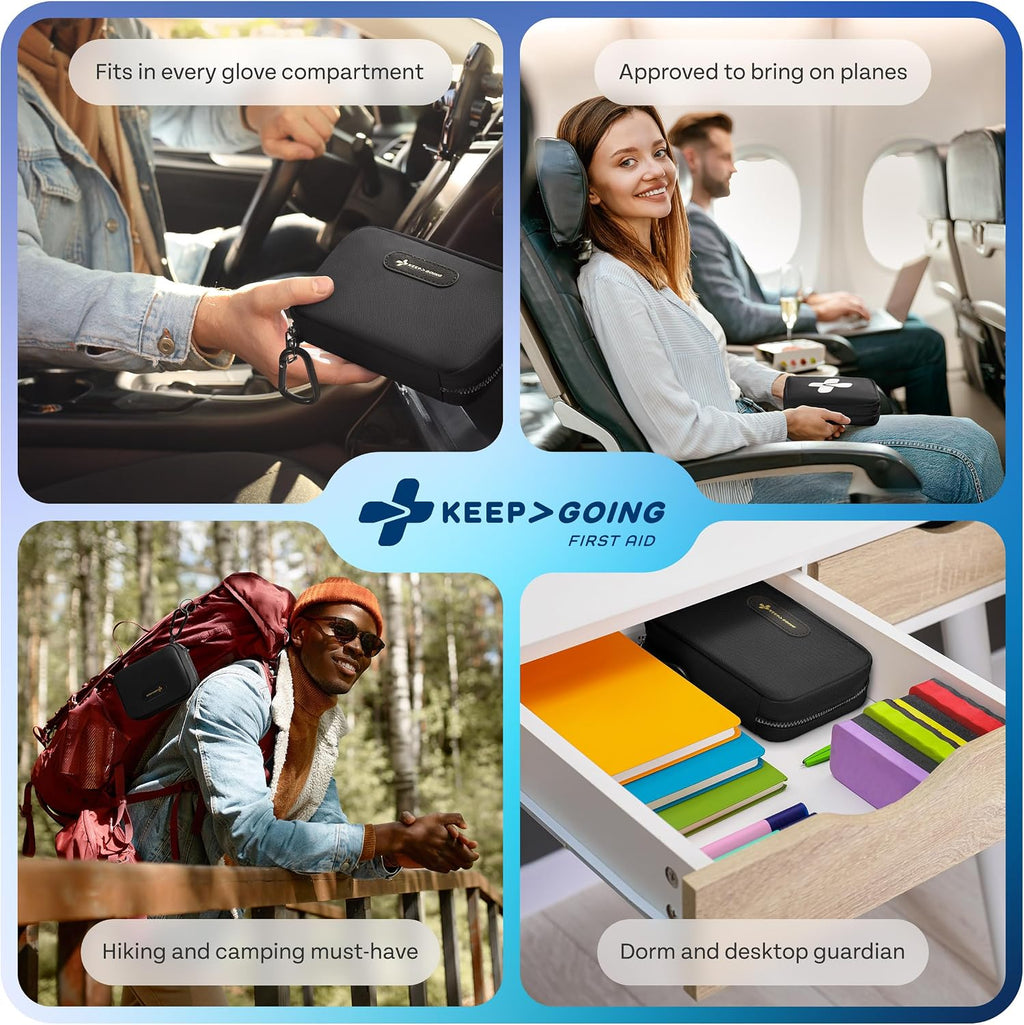 KeepGoing Travel First Aid Kit - TSA-Approved Travel Size
