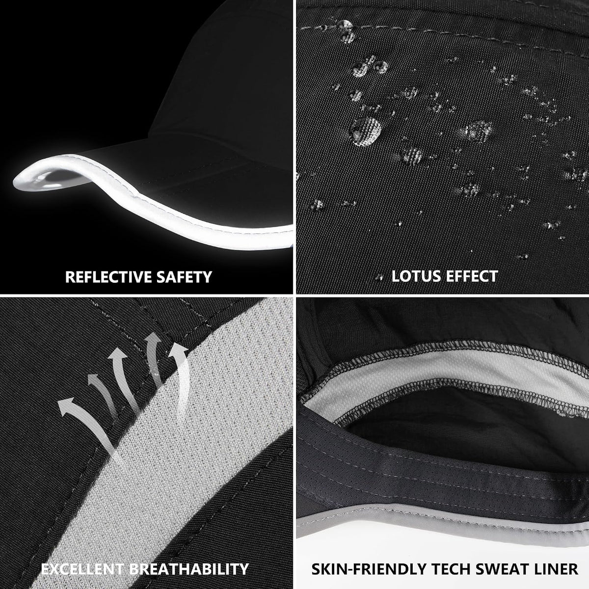 GADIEMKENSD Reflective Folding Outdoor Hat Unstructured Design UPF 50+ Sun Protection Sport Hats for Womens and Mens