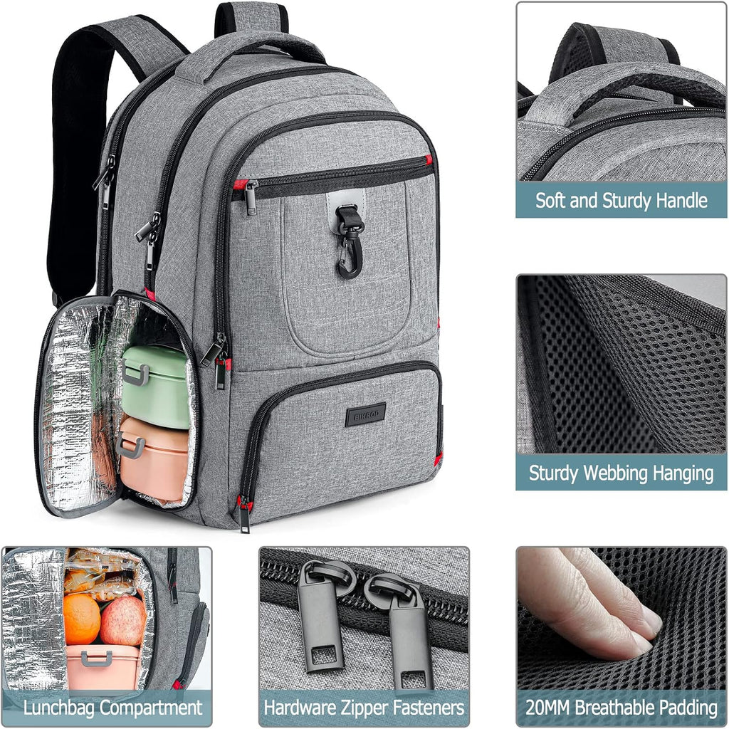 BIKROD Lunch Backpack, Insulated Cooler Lunch Bag Backpack, Large Travel 17.3 Laptop Back Pack Sturdy Computer College School Bookbag for Women Men for Men Women Work Hiking Picnic