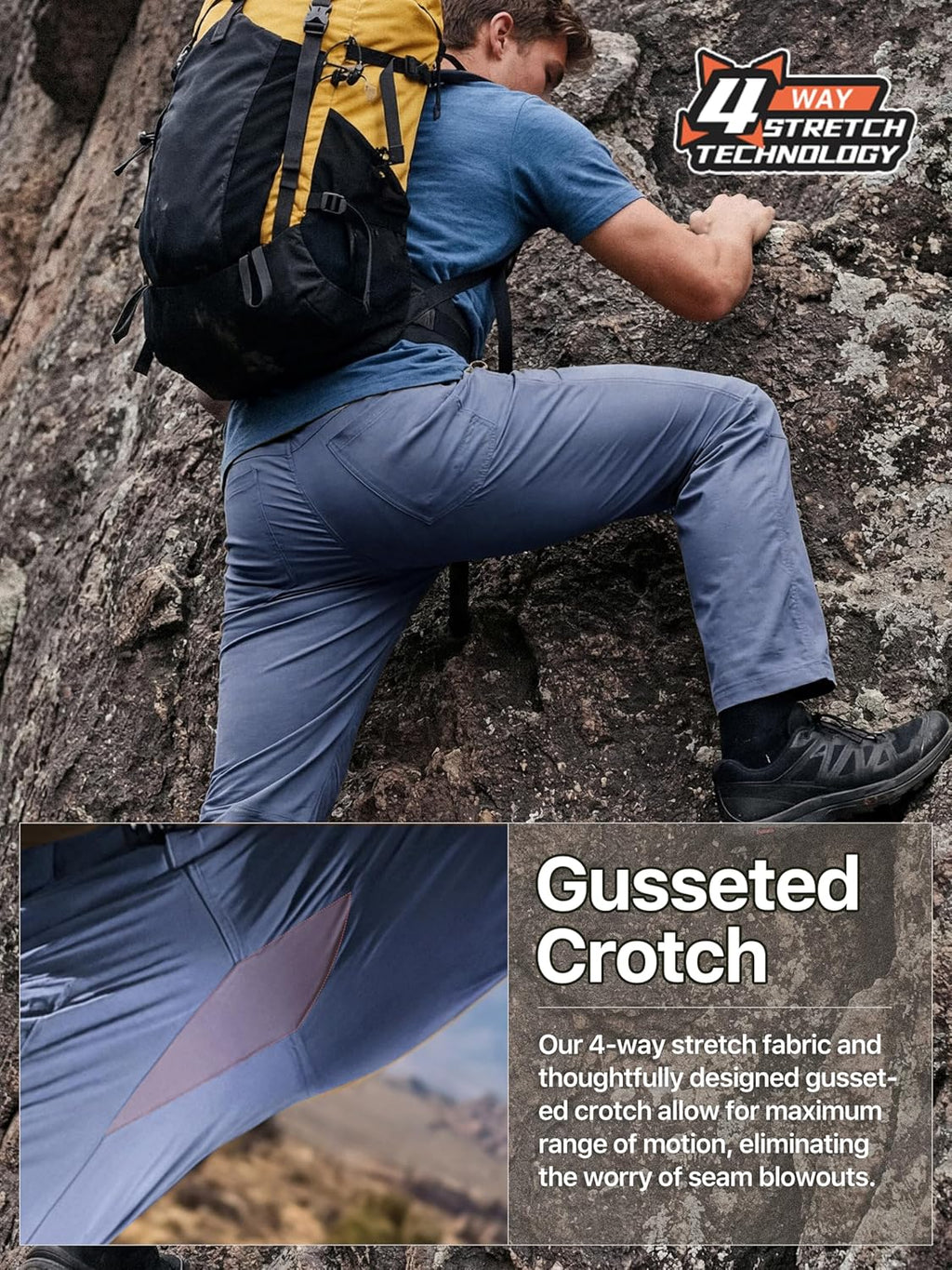 FREE SOLDIER Men's Outdoor Cargo Hiking Pants with Belt
