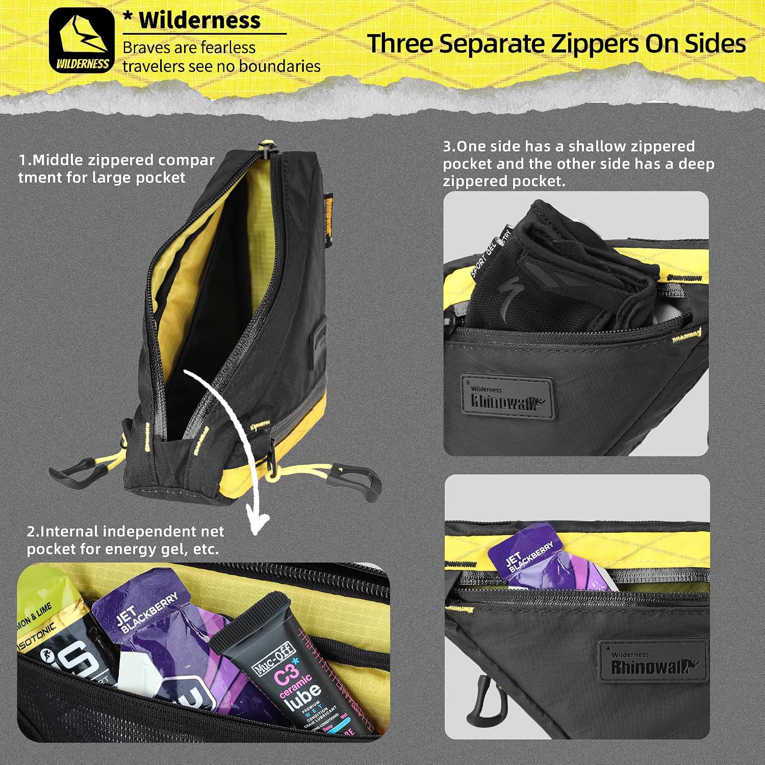 Rhinowalk Bicycle Front Frame Bag Waterproof Bicycle Bag 0.9L Cycling Accessories Nylon Pack Pouch for MTB Road Bike Cycling Commuting and Outdoor Adventures