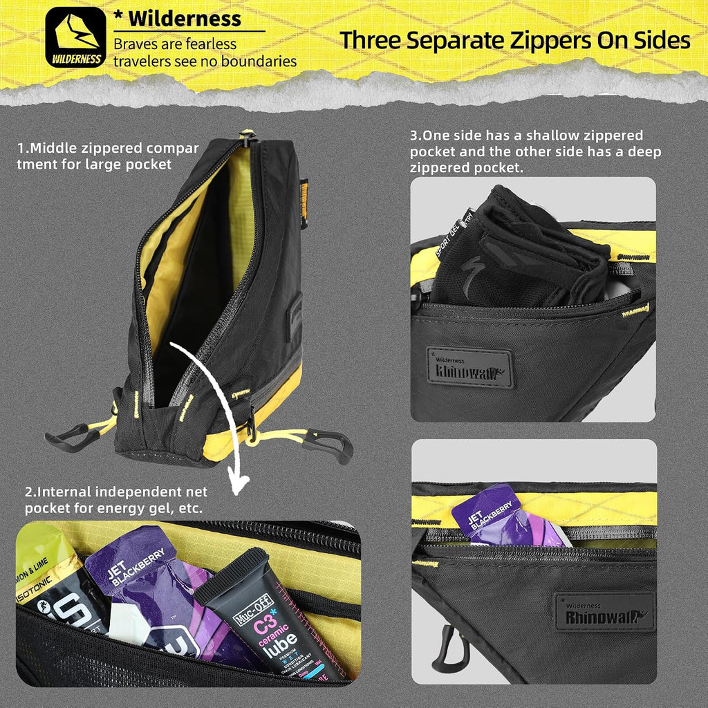 Rhinowalk Waterproof Bike Triangle Frame Bag 0.9L, YKK Multi-Pocket Pack
