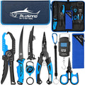 PLUSINNO 9PCS Fishing Gear, Fishing Tools with Tools Bag, Fishing Accessories, Corrosion Resistant Fishing Pliers Kit, Fishing Knife, Fish Lip Gripper, Fishing Scale, Towel, Fishing Gifts for Men