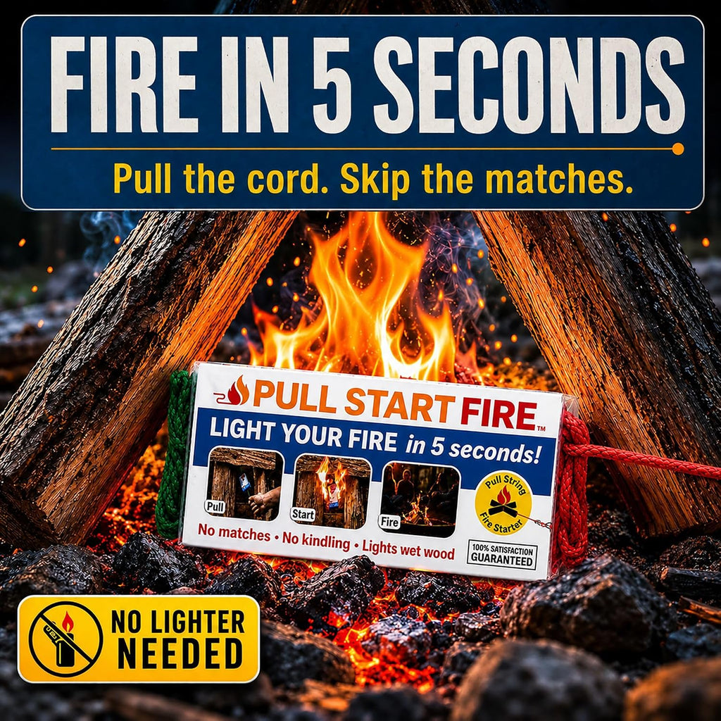 Pull Start Fire Starter, Pull String, No Matches, Lights Wet Wood, 12 Count