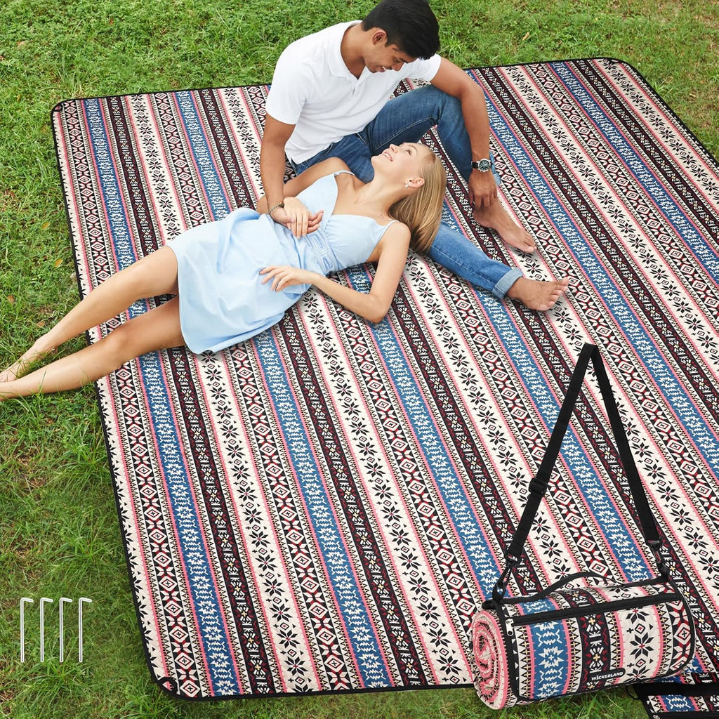 Picnic Blanket,Beach Blanket Waterproof Sandproof w/Strap,Boho