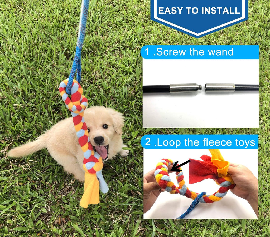 Interactive Flirt Pole Toy for Dogs Chase,Outdoor Exercise,Agility Training