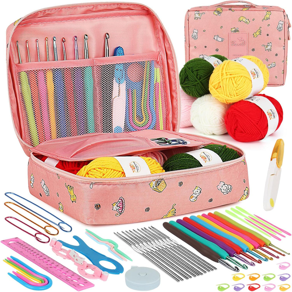 Aeelike Crochet Kit for Beginners- Ideal DIY Craft Gift for Women, Pink