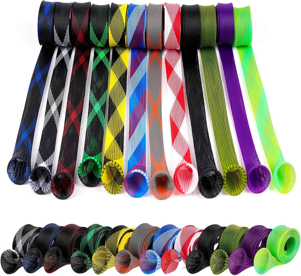 12Pcs Rod Sock Fishing Rod Sleeve, Cover Braided Mesh Rod Protector Pole Gloves Fishing Tools. Flat or Pointed End/Spinning or Casting. for Casting Sea Fishing Rod/Spinning