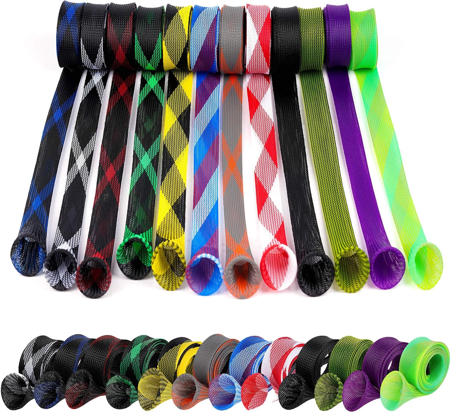 12Pcs Rod Sock Fishing Rod Sleeve, Cover Braided Mesh Rod Protector Pole Gloves Fishing Tools. Flat or Pointed End/Spinning or Casting. for Casting Sea Fishing Rod/Spinning