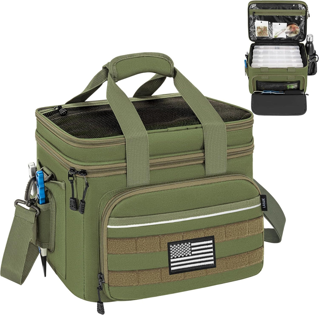 Fishing Tackle Bags, 19L Waterproof Tackle Box Organizer Shoulder