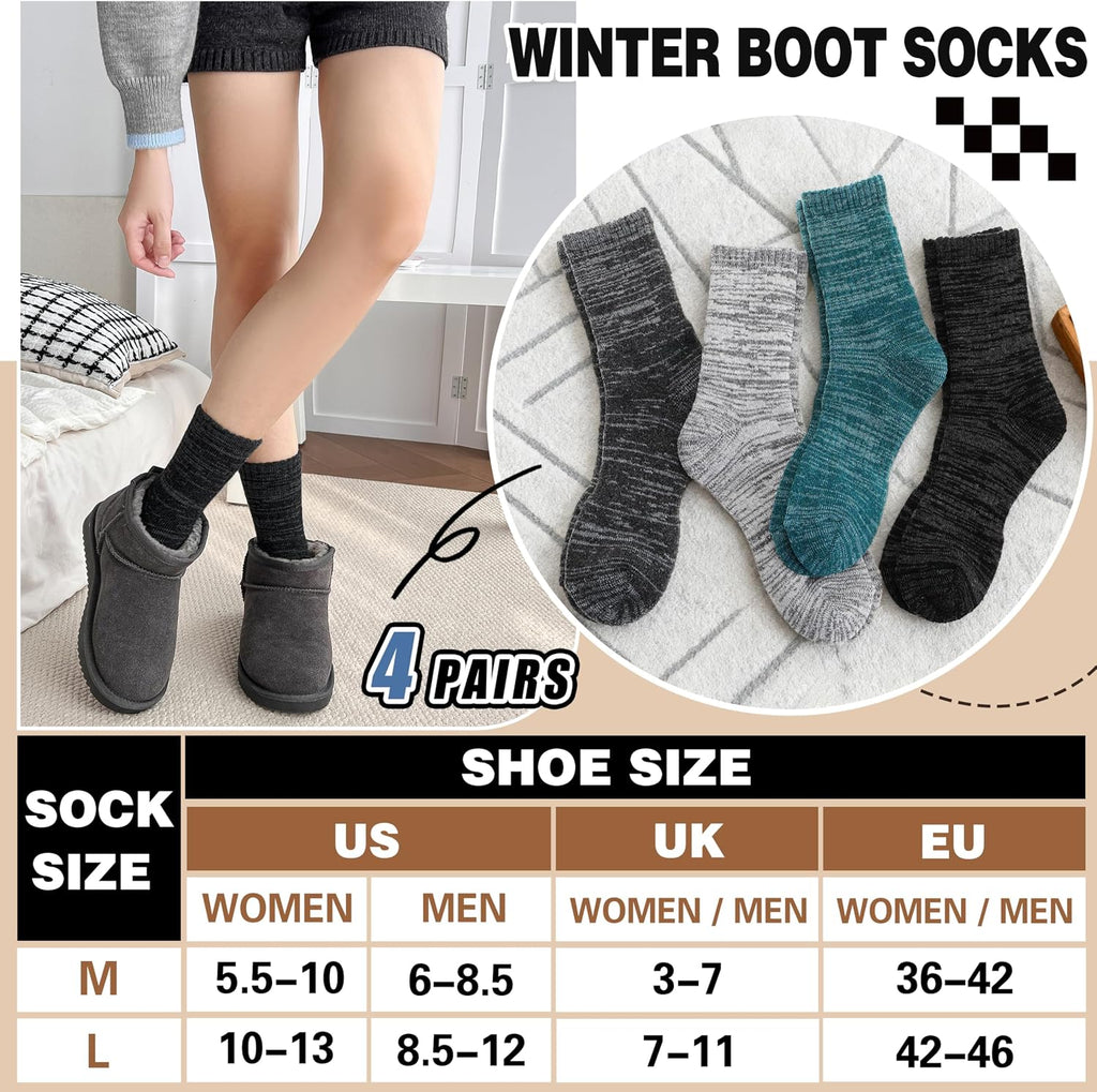 EBMORE Merino Wool Thermal Warm Winter Socks for Women Men