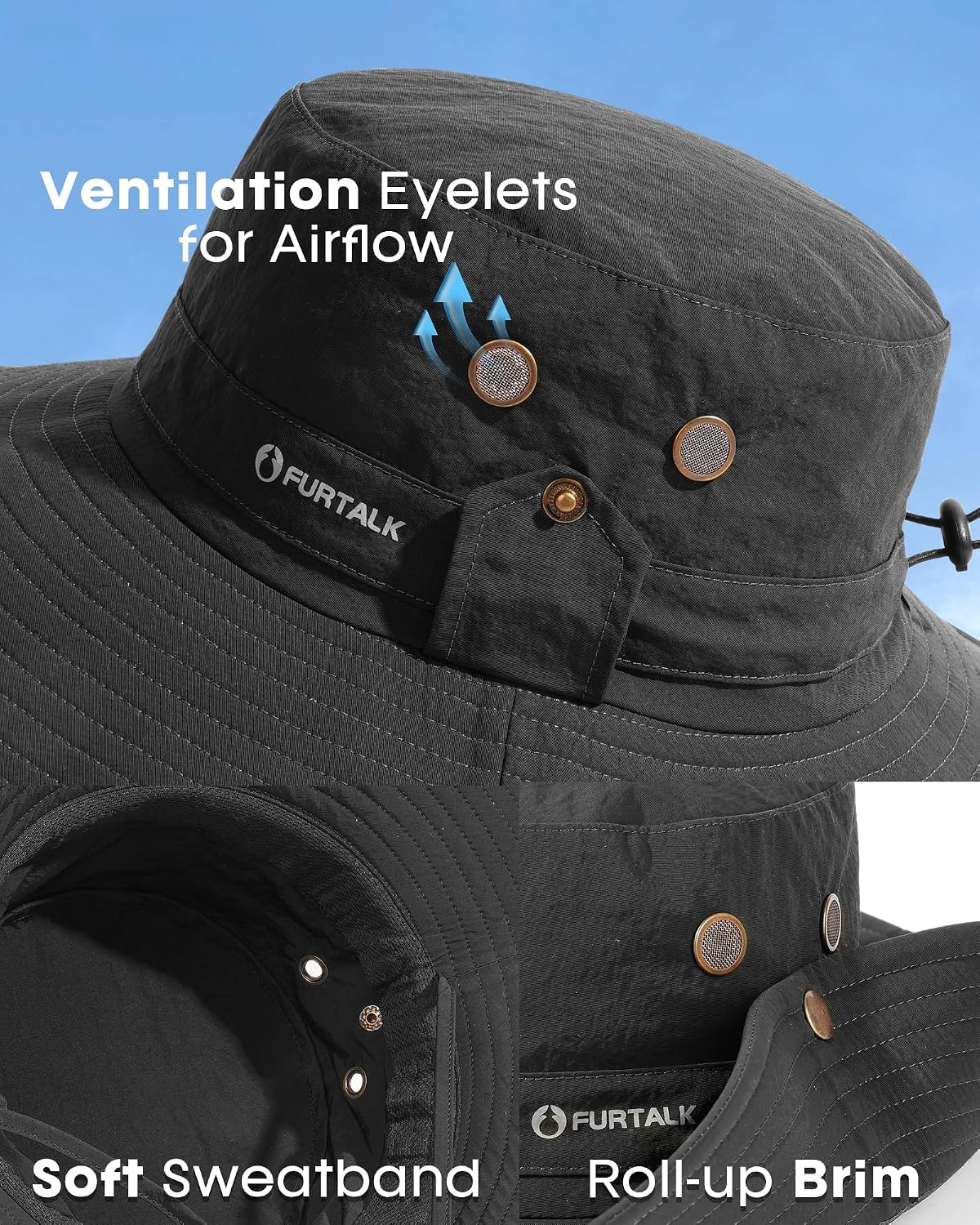 FURTALK Sun Hats for Men Fishing Hat UPF Protection Wide Brim Bucket Hat