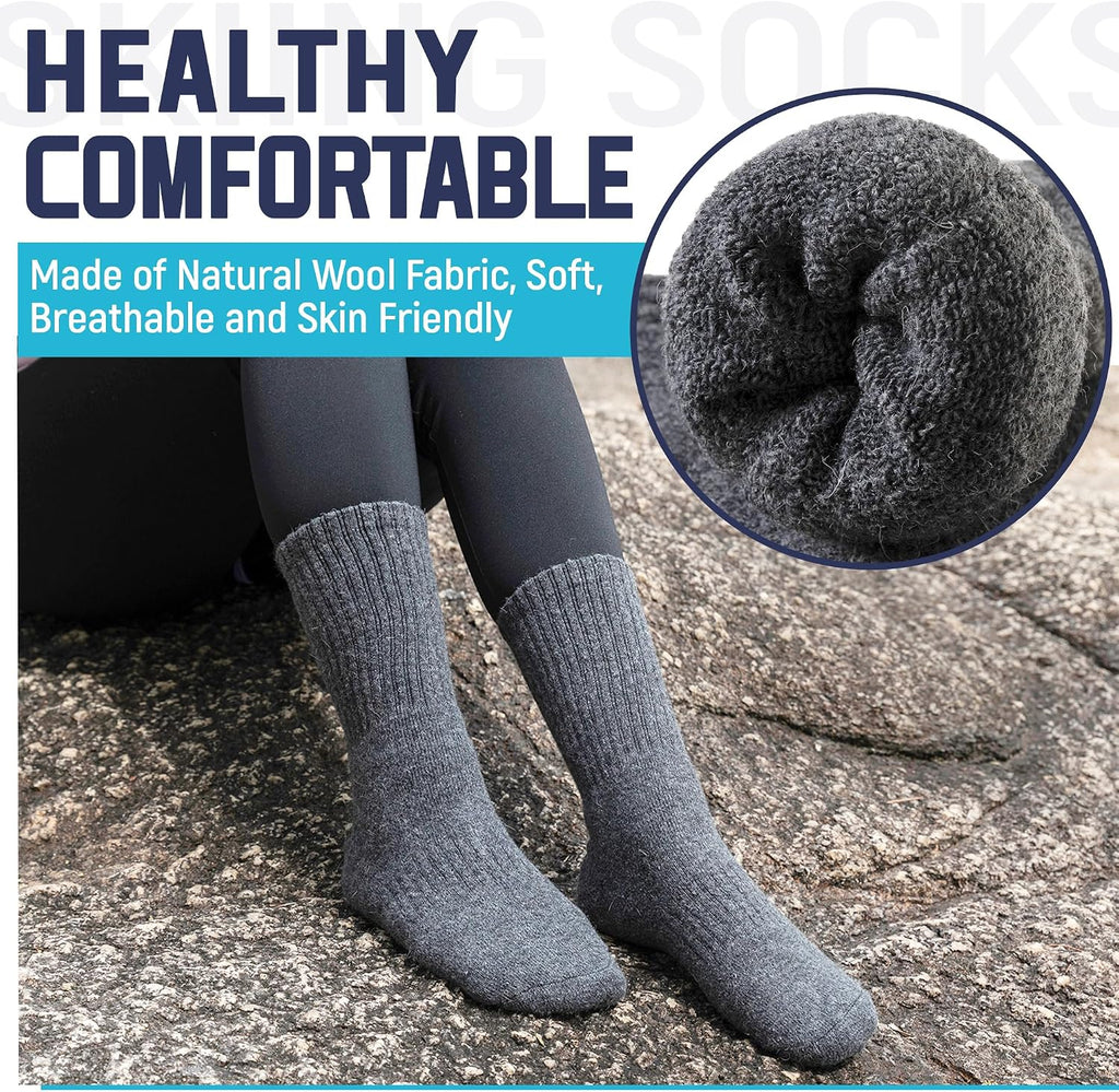 DoSmart Womens Merino Wool Hiking Socks Thermal Warm Walking Boot Winter Crew Cushion Work Socks 5 Pairs