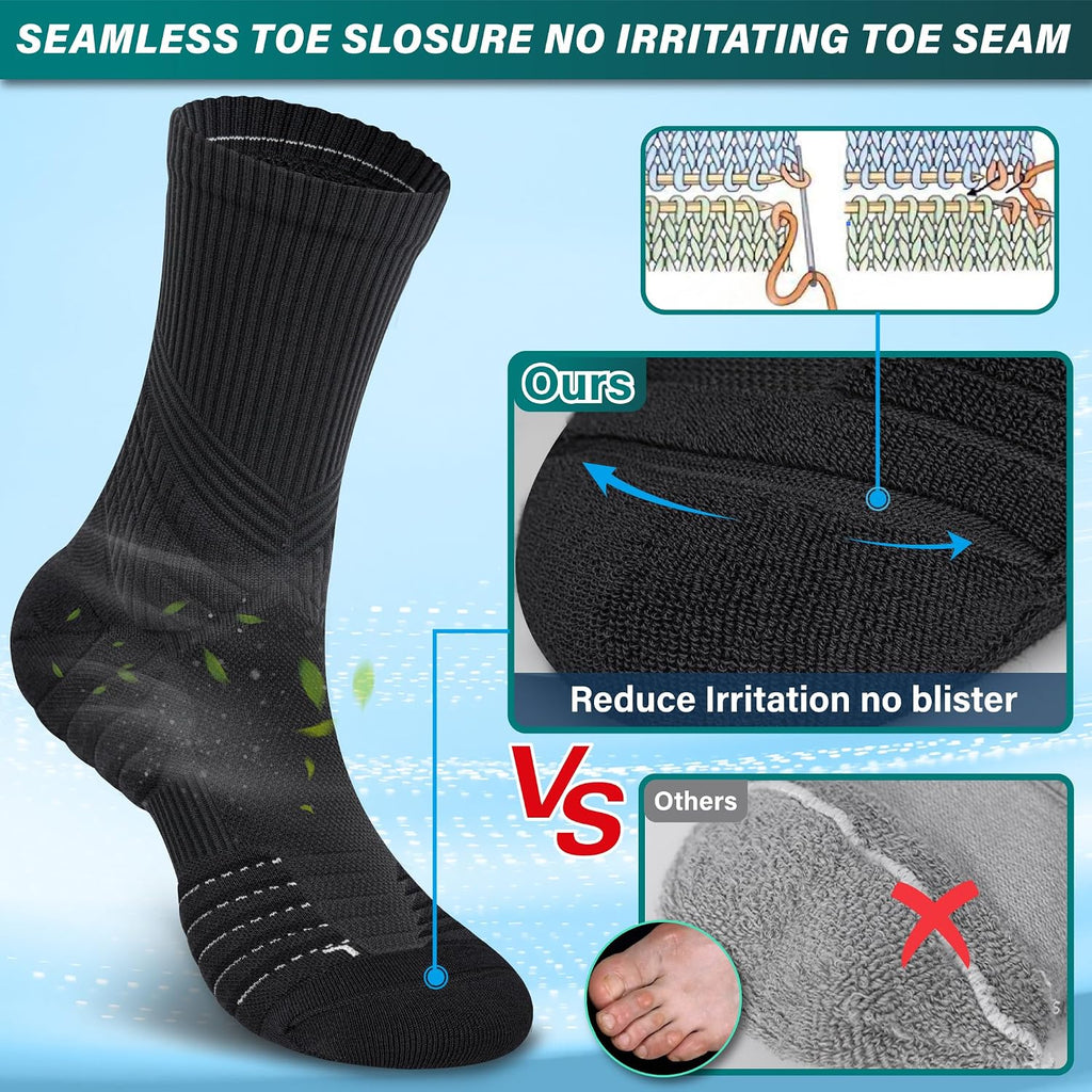 Hylaea Unisex Crew Socks for Running Athletic, Comperssion & No Blisters