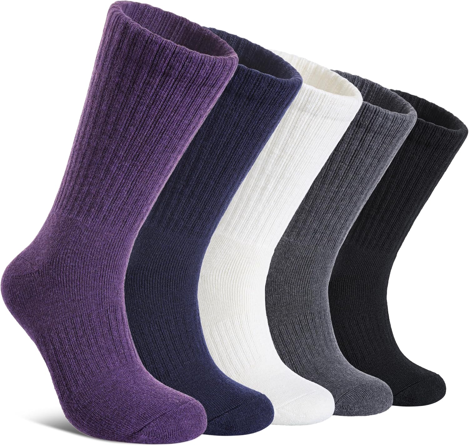 DYW Merino Wool Hiking Socks for Women Men Thermal Warm Winter Boot Crew Cushion Work Ladies Socks 5 Pairs