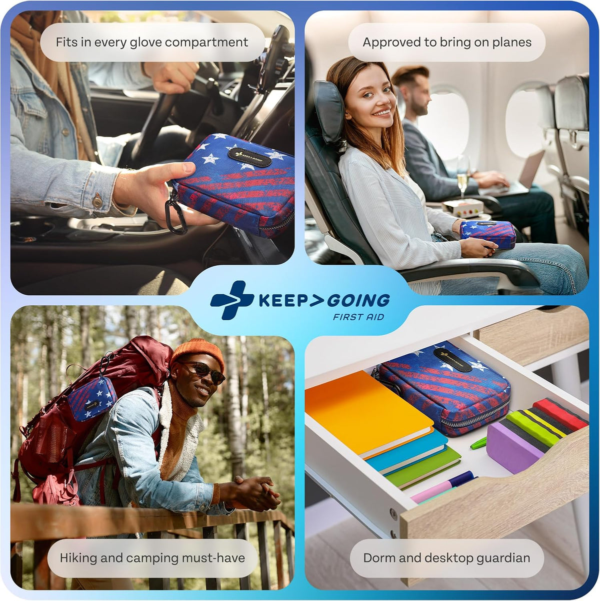 KeepGoing Travel First Aid Kit - TSA-Approved Travel Size