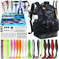 Fishing Backpack with Tackle Boxes and Rod Holder, Cooler, 30L Large Tackle Bag with Fishing Gear Lures Kit, Waterproof Bottom tackle Backpack Fish Set Gifts for Men Women-Camo Back Pack