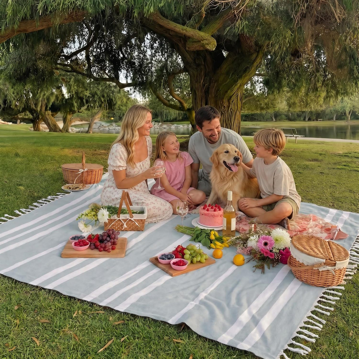 Beautiful Extra Large Beach Blanket with Tassels - Soft Turkish Towel