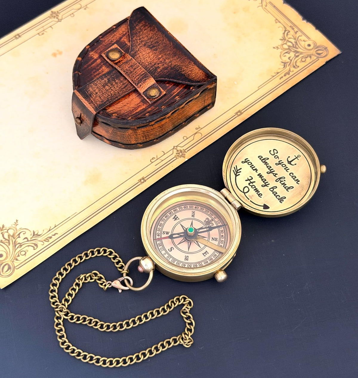 Brass Compass - So You can Always find Your Way Back Home - Engraved Compass - Personalized Compass - Anniversary Mens Gift - Graduation Gift - Gift for Boys/Mens