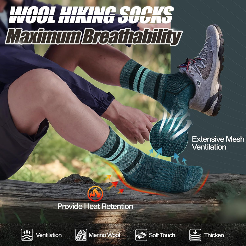 ANTSANG Merino Wool Hiking Socks, Maximum Breathability, for Men and Women