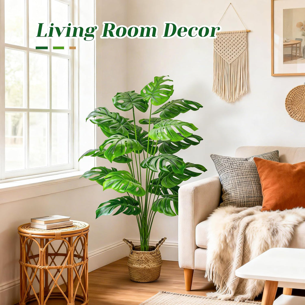 Der Rose 44" Tall Fake Plants, Artificial Tree in Round Basket Home Decor