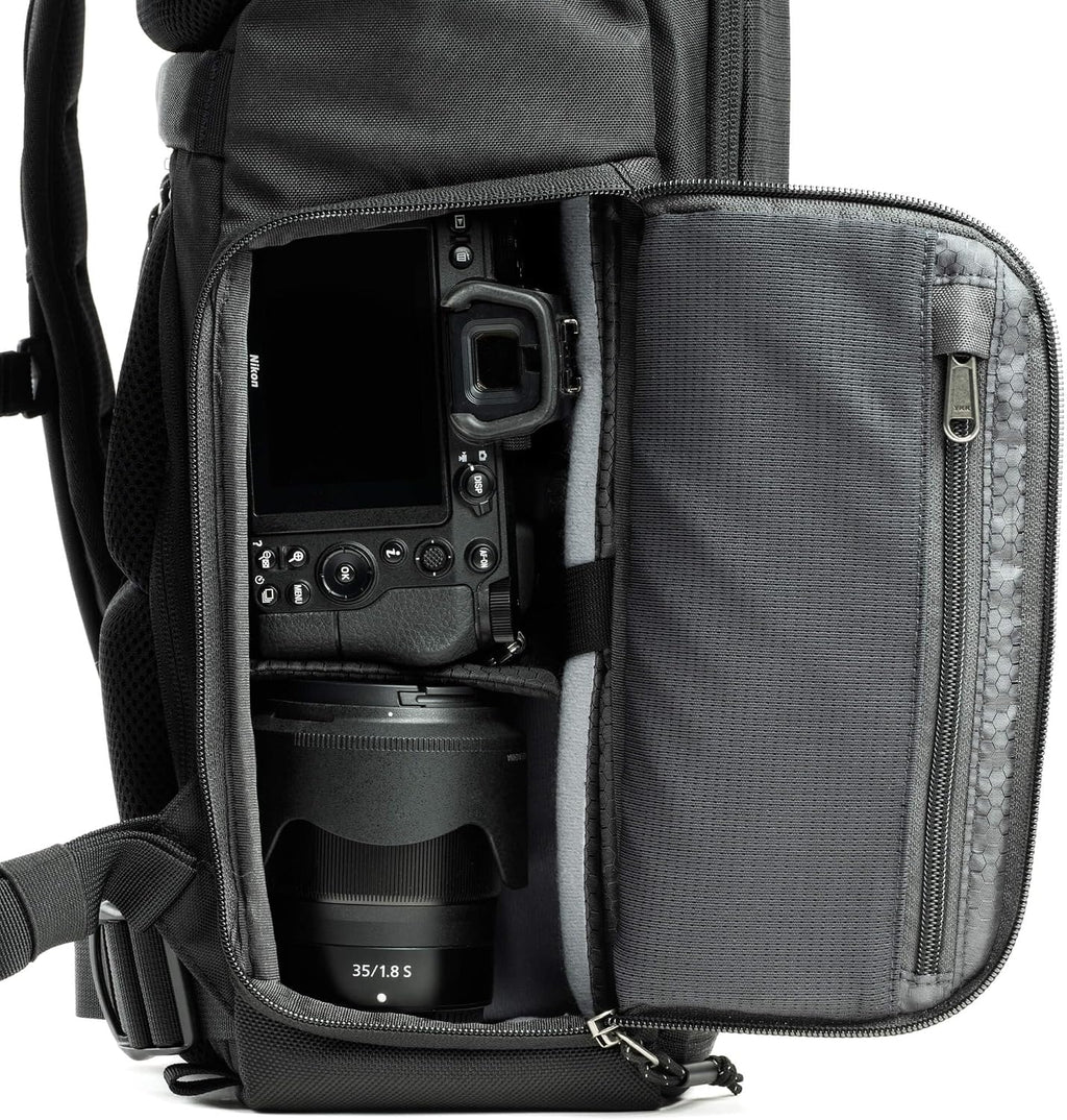Think Tank FocusPoint 22L RollTop Camera Backpack - Golden Hour: Expandable Travel & Camera Backpack with Laptop Sleeve, Quick Side and Back Access, Rain Cover – Versatile Photography & Travel Bag