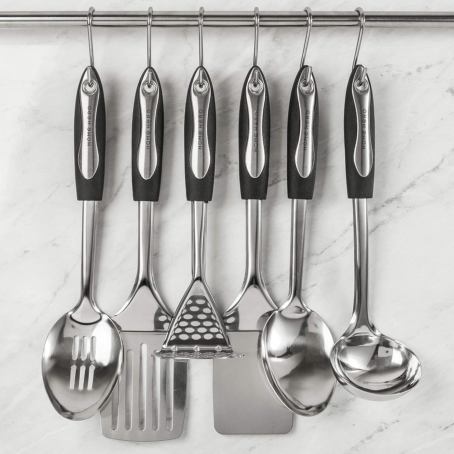 Home Hero Stainless Steel Kitchen Utensils Set - Heat-Resistant Silicone & Nonstick Tools - Durable Stainless Steel Kitchen Gadgets - Complete Kit Measuring Cups & Spoons - 41-Piece Set