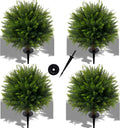 24.5'' Artificial Cedar Topiary Ball Trees, 4 Pack Fake Shrub Bushes