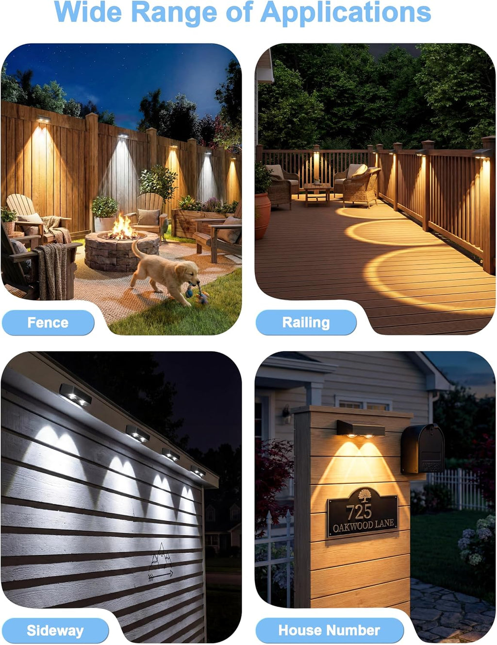 JOFIOS Fence Lights Solar Powered with Remote 12 Pack, Warm White, Cool White and RGB Color Glow LED Solar Lights Outdoor, Dusk to Dawn Solar Fence Lights for Patio, Backyard, Railing, Deck, and Wall