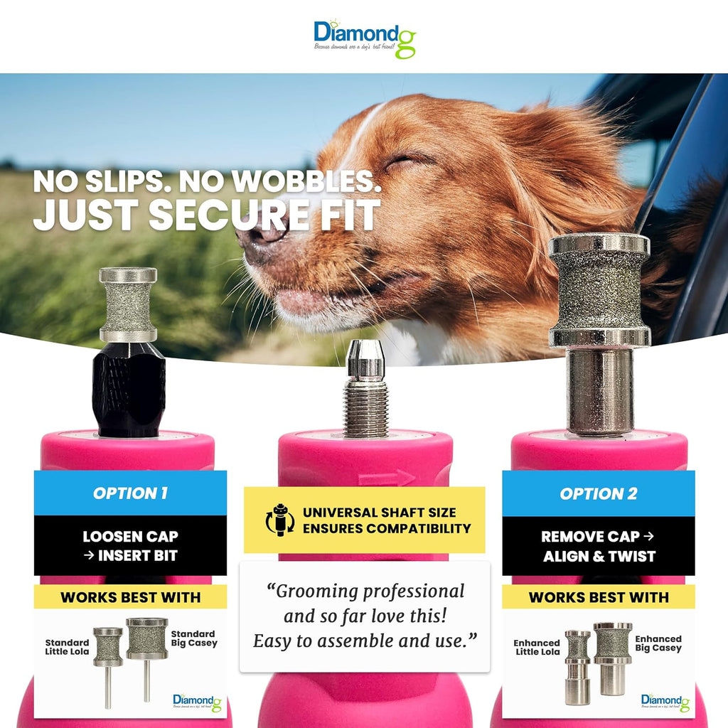 Diamondg Cordless Dog Nail Grinder - Quiet Sound with LED Light, Pink