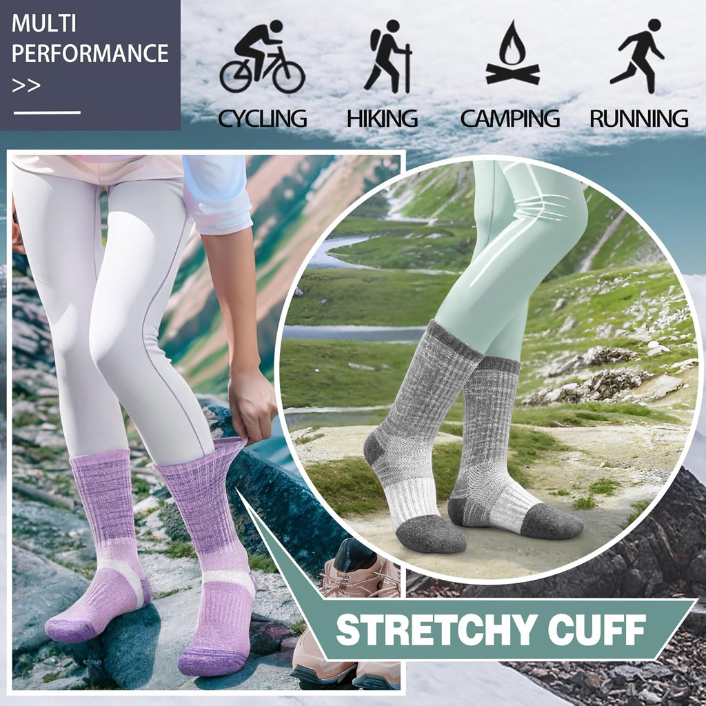 Anlisim Merino Wool Hiking Running Socks for Women, Boot Work Crew Socks