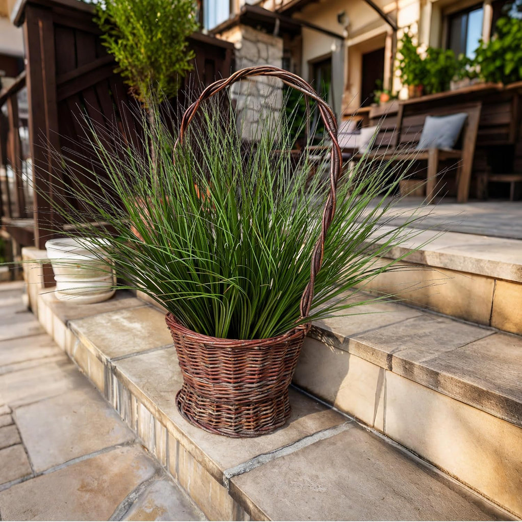 Artificial Wheat Grass, 8 Stems, 17.3" Fake Plants Faux Grass Greenery for Indoor & Outdoor Décor, Artificial Greenery for Planters, Porch, Patio & Home Decoration