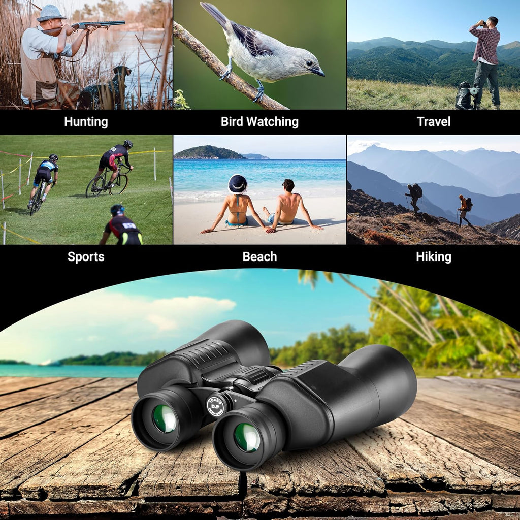 AOMEKIE 10x50 Professional Outdoor High Powered BAK4 Binoculars for Adults