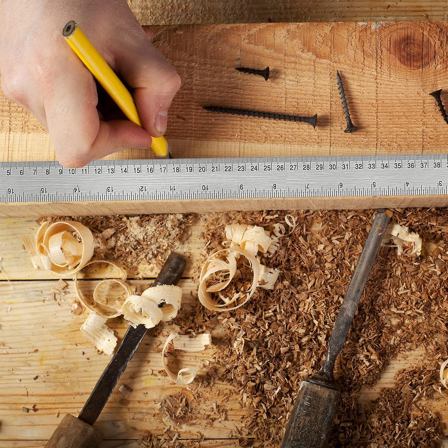 Metal Ruler 18 Inch, Non-Slip Cork Backing, Ink Bleed-Resistant Edge, 2 Pcs
