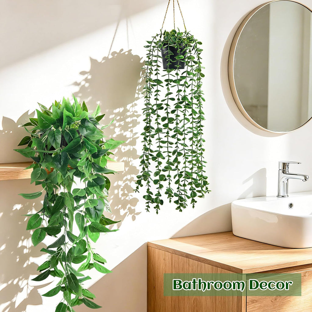 Der Rose 4Pcs Fake Hanging Plants with Lush Cascading Greenery