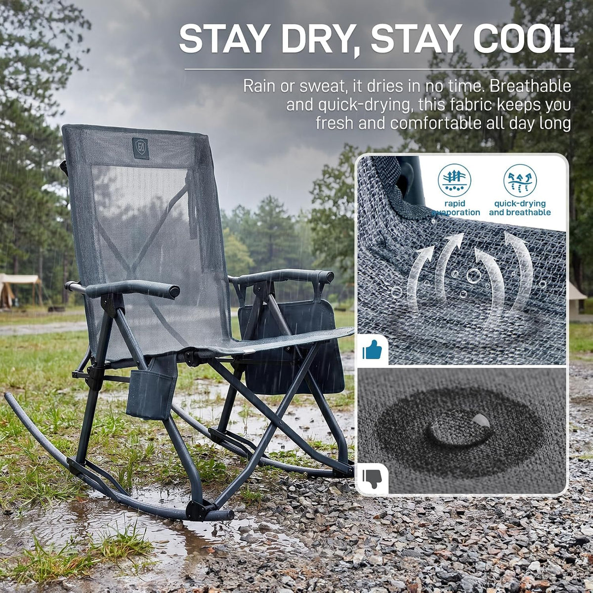 EVER ADVANCED Compact Rocking Camping Chair, Portable Outdoor Chair