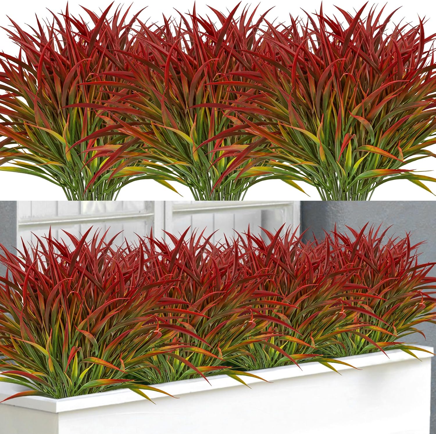 Ouddy Decor 16 Pcs Artificial Plants Outdoor Fake Fall Greenery Stems, Red