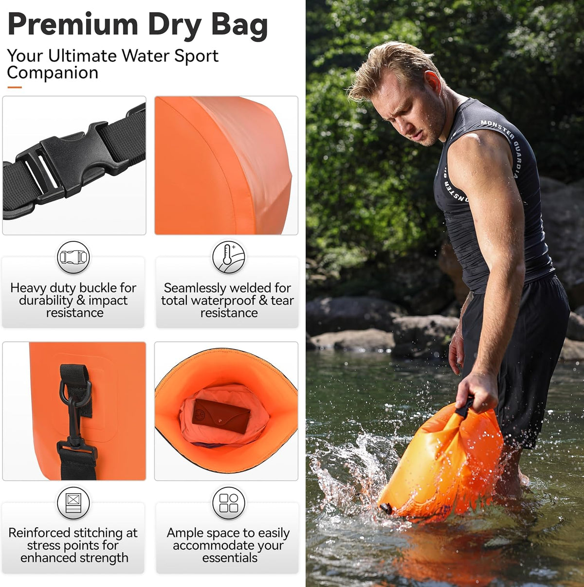 MARCHWAY Floating Waterproof Dry Bag Backpack 5L/10L/20L/30L/40L, Roll Top Sack Keeps Gear Dry for Kayaking, Rafting, Boating, Swimming, Camping, Hiking, Beach, Fishing