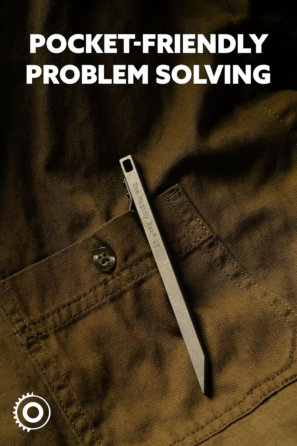 The Mighty Bar LT, Long Titanium Edition Pry Bar Tool, Stainless Steel Pocket Clip for EDC Made by Gear Spool