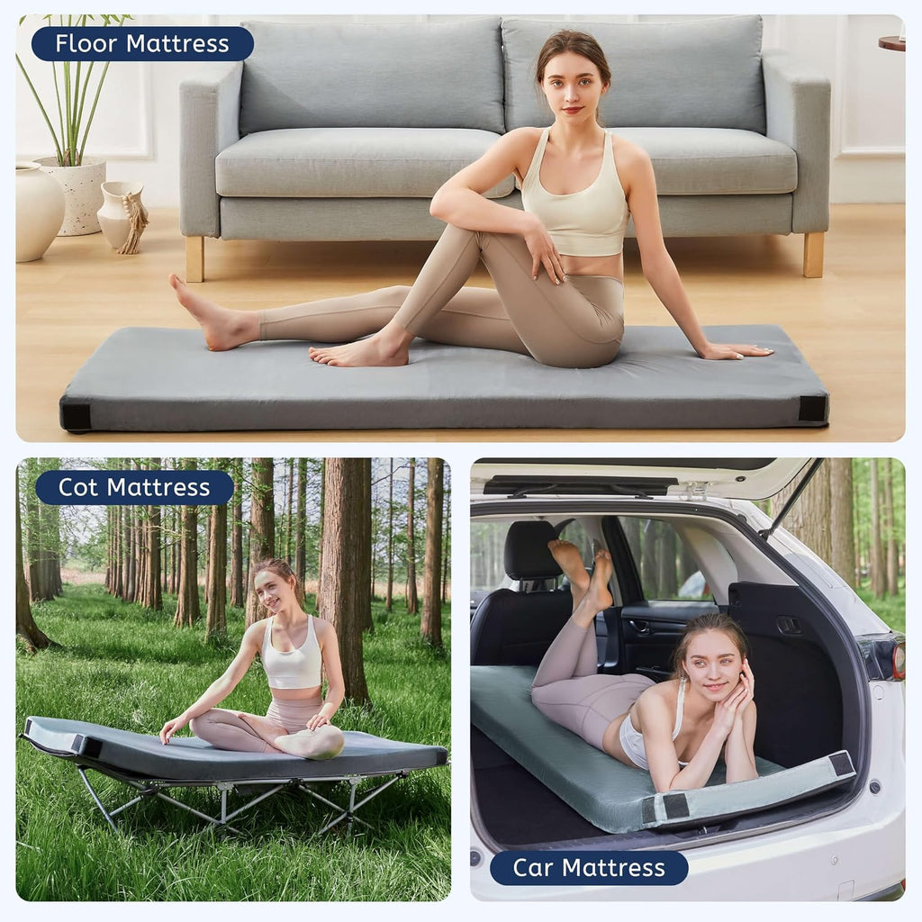 HomeMate Memory Foam Camping Mattress Pad: Portable Car Sleeping Pad