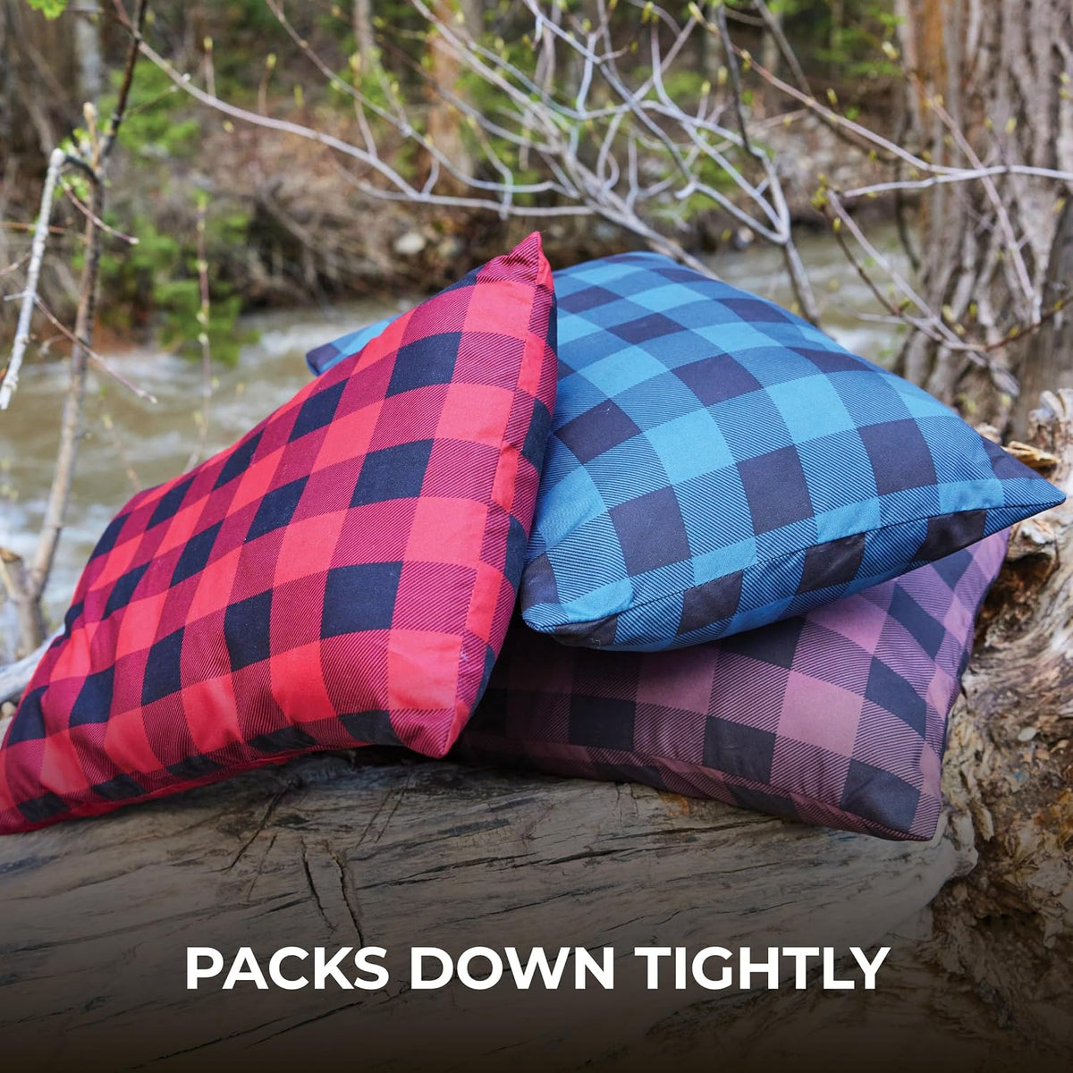 Teton Sports Camp Pillow; Great for Travel, Camping and Backpacking; Washable, Blue Plaid