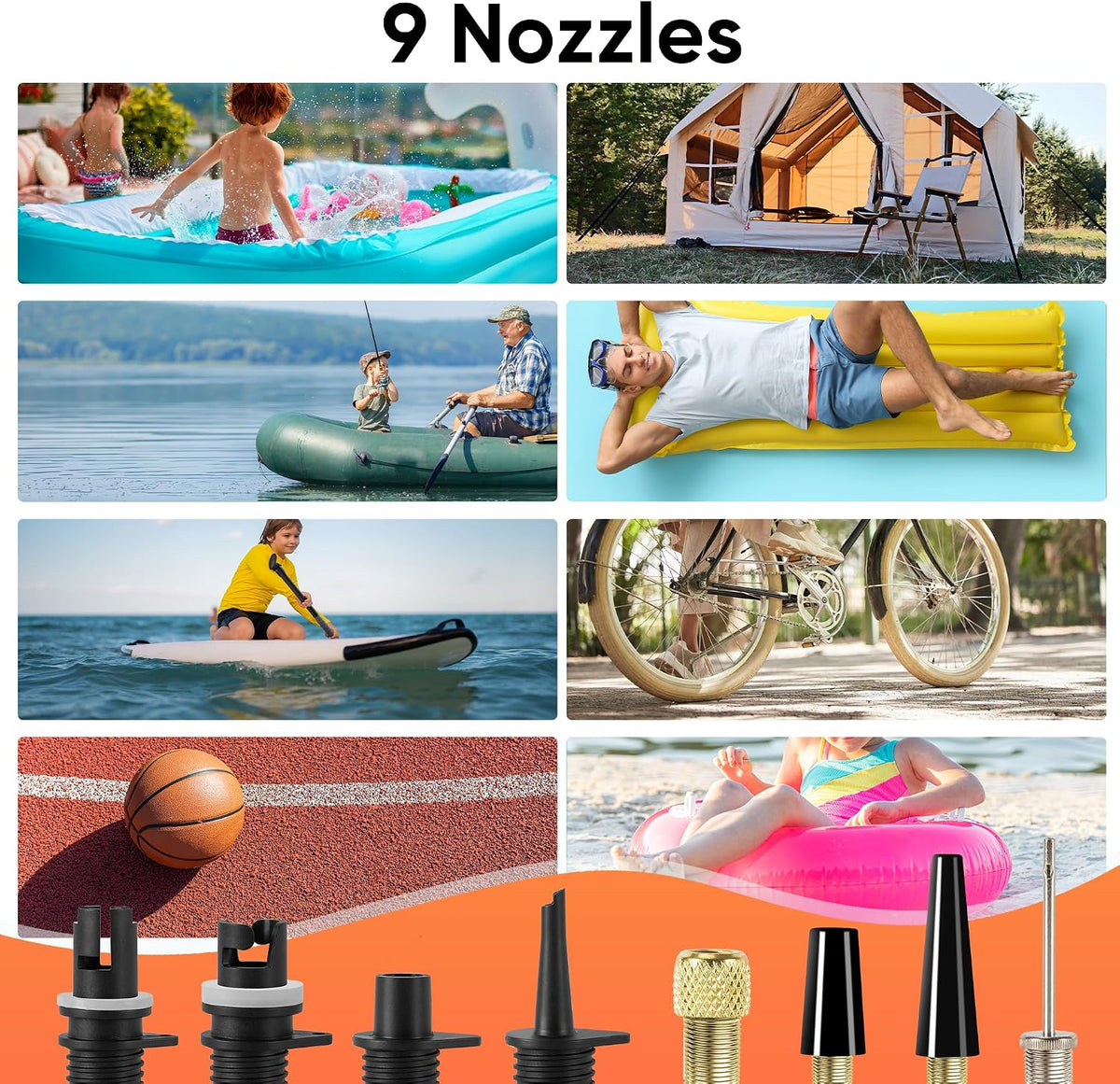 Electric Paddle Board Pump Portable, 50PSI High Pressure SUP Air Pump with Auto-Off, Dual Stage Inflation & Deflation, Digital Inflator for Paddle Board, Boat, Tent, Air Mattress
